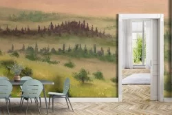 Carta da Parati Dipinti e Acquerelli Natura Prati e colline