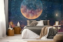 Universe moon wallpaper with stars in the sky