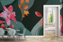 Carta da Parati Fiori Foglie Natura Moderna