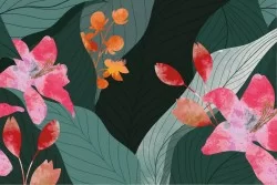 Wallpaper Design and Styles Flora and Fauna Flowers Leaves Modern Nature