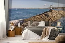 Wallpaper lighthouse on the sea nature landscape