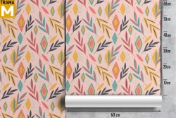 Wallpaper stylized leaves vintage '70 nature