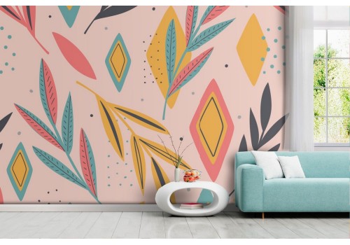 Wallpaper Design and Styles Flora and Fauna Stylized Nature Leaves Vintage