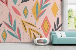 Wallpaper Design and Styles Flora and Fauna Stylized Nature Leaves Vintage