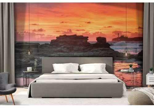 Carta da Parati scogliera sul mare al tramonto paesaggio 2