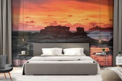 Carta da Parati scogliera sul mare al tramonto paesaggio