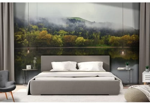 Carta da Parati lago nel bosco paesaggio natura 2