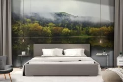 Carta da Parati lago nel bosco paesaggio natura