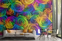 Carta da Parati rose colori arcobaleno design moderno