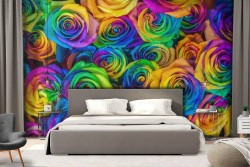 Carta da Parati rose colori arcobaleno design moderno