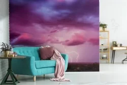 Lightning over the sea landscape wallpaper