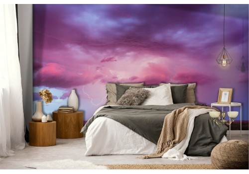 Carta da Parati fulmine sul mare paesaggio 2