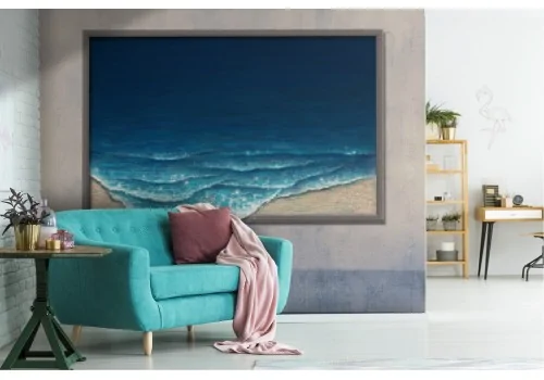 Abstract sea art painted wallpaper