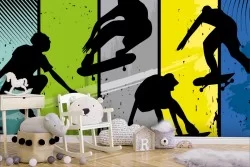 Carta da Parati ragazzi in skateboard stilizzati