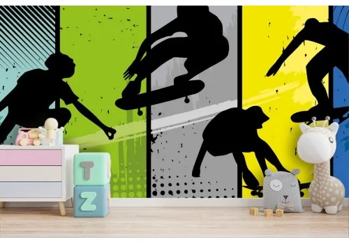 Wallpaper of stylized boys on skateboards 2