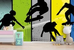 Carta da Parati ragazzi in skateboard stilizzati
