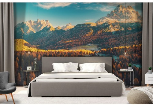 Autumn forest wallpaper among the mountains landscape 2