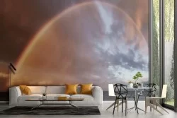 Rainbow wallpaper on the sea landscape sky