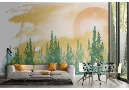 Wallpaper landscape painted trees forest nature