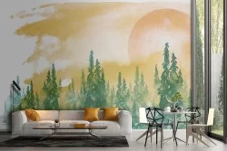 Wallpaper landscape painted trees forest nature