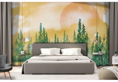 Wallpaper landscape painted trees forest nature 2
