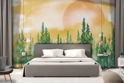 Wallpaper landscape painted trees forest nature