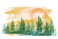 Wallpaper Design and Styles Landscapes and Nature Flora and Fauna Trees Forests and Trees Paintings and Watercolors
