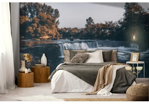 Wallpaper lake with waterfall in the forest 2