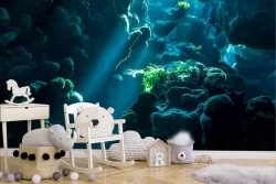 Underwater landscape wallpaper with cliff and corals