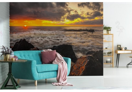 Wallpaper cliff on the sea landscape