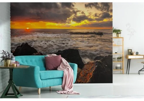 Wallpaper cliff on the sea landscape