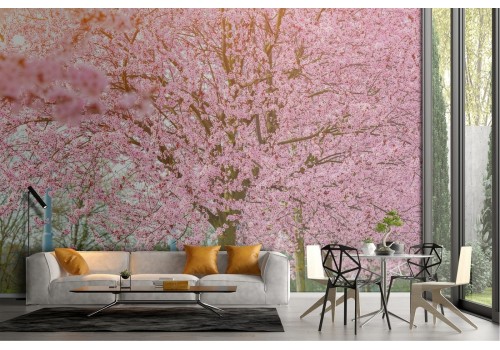 Carta da Parati albero in fiore paesaggio orientale