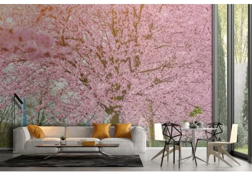 Carta da Parati albero in fiore paesaggio orientale