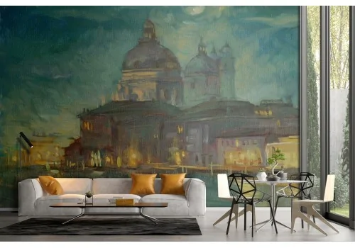 Venice city landscape painted wallpaper