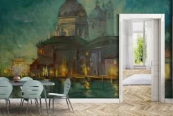 Carta da Parati Città Dipinti e Acquerelli Vintage