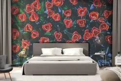 Carta da Parati giardino in fiore rose natura