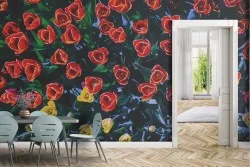 Carta da Parati Foglie e Fiori Giardini