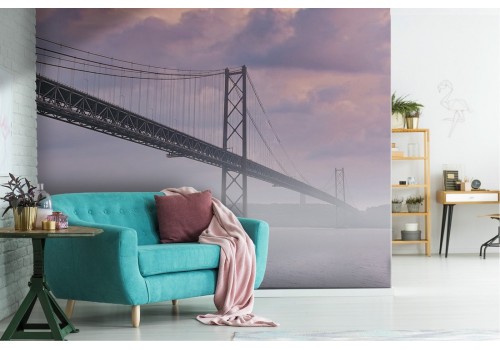 Wallpaper bridge in the fog landscape