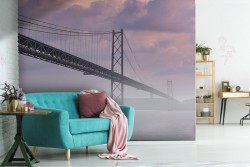 Wallpaper bridge in the fog landscape