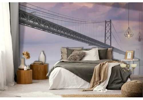 Carta da Parati ponte tra la nebbia paesaggio 2