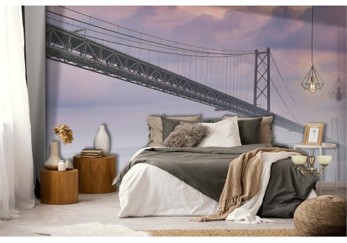 Wallpaper bridge in the fog landscape 2