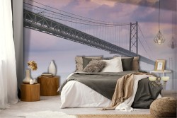 Wallpaper bridge in the fog landscape