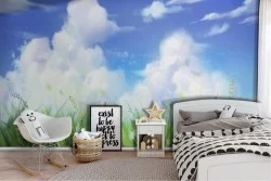 Wallpaper grass with sky background landscape children