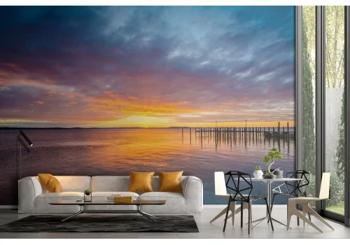 Wallpaper sunset dawn on the sea landscape