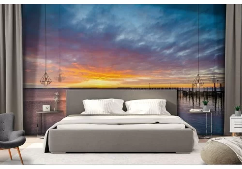 Carta da Parati tramonto alba sul mare paesaggio 2