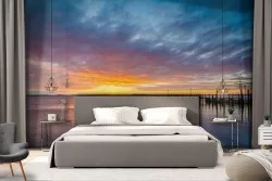 Wallpaper sunset dawn on the sea landscape