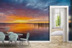 Wallpaper Dawn Sunset Beach and Sea