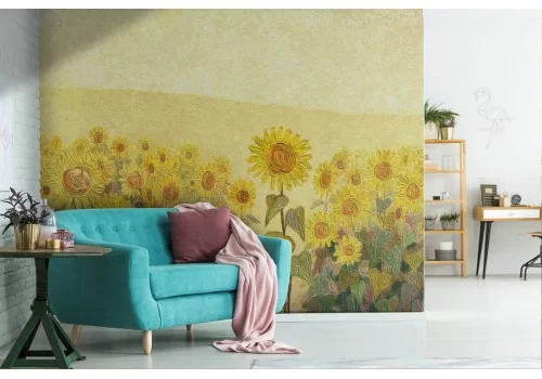 Carta da Parati girasoli dipinto arte vintage natura