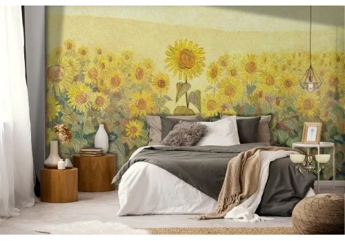 Carta da Parati girasoli dipinto arte vintage natura 2