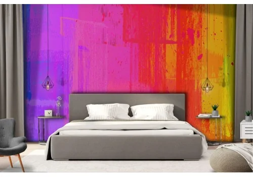Carta da Parati dipinto colori arcobaleno design moderno 2
